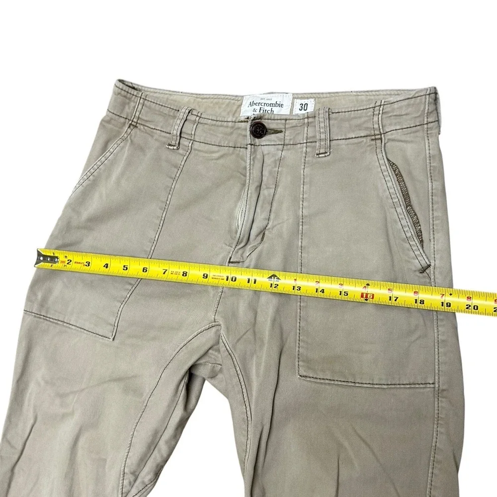 Men's Abercrombie & Fitch Cotton Drawstring Cargo Beige Joggers‎ Size 30x29